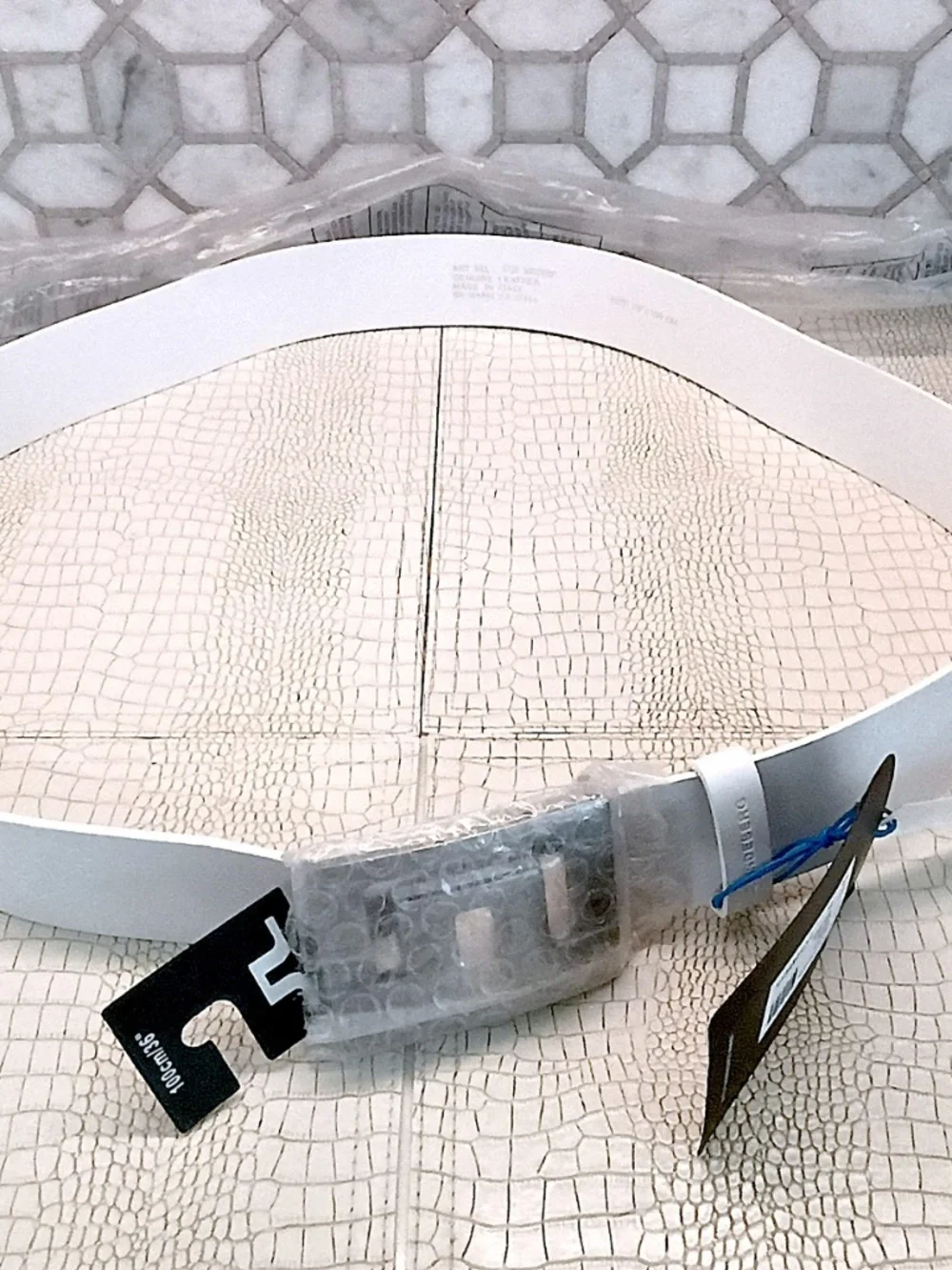 Brand New J.Lindeberg Men Slater White Leather Golf Belt White - 38